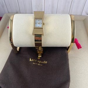 kate spade New York Women's Gold Tone Bow with Diamond markers